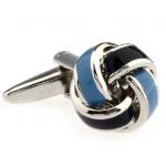 Silver Light Blue Dark Blue Knots Cufflinks.JPG